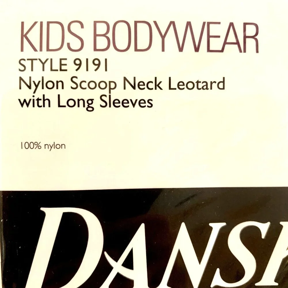 Danskin Childs Long Sleeve Leotard Navy Blue Scoop Neck Class Size Medium
